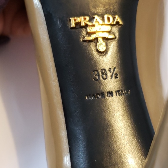 HP🎉Prada peep toe heels brown patent leather 38.5 - Picture 6 of 8